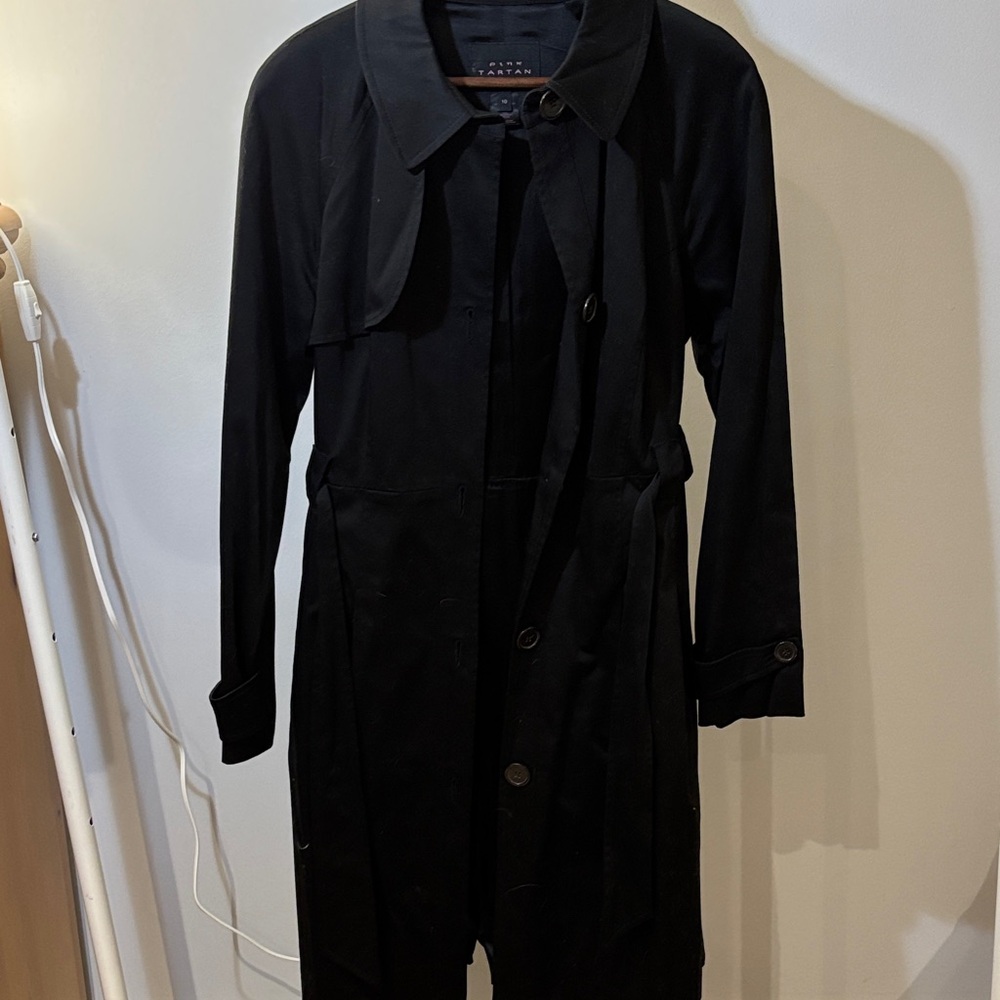 Pink Tartan Elegant Black Trench Coat
